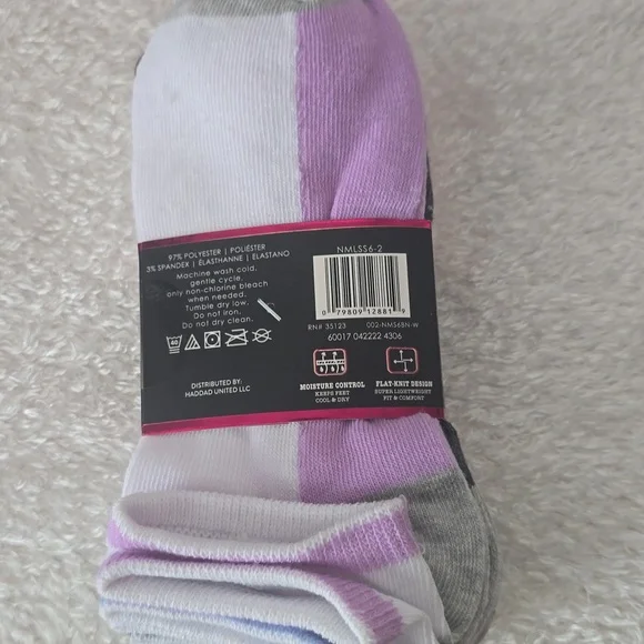 Nicole Miller Sport No Show Socks - Pink, White, Gray - Picture 4 of 7